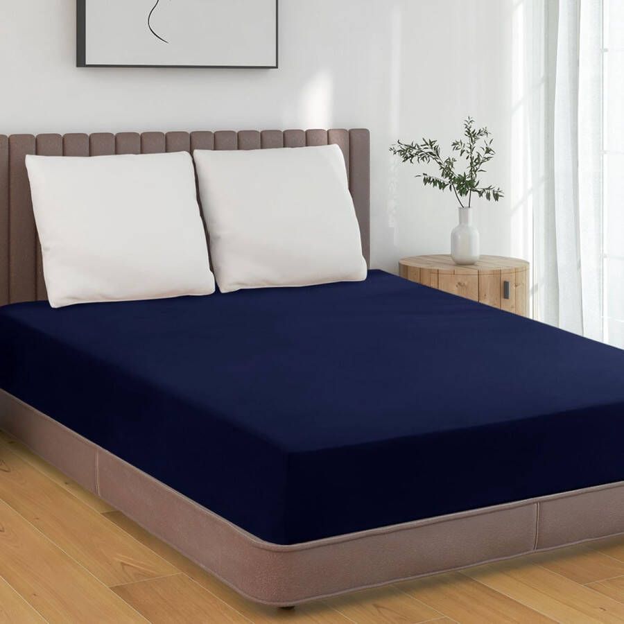 Bedlaken 180x200 met elastische boxspring hoeslaken microvezel hoeslaken tot 30 cm matrashoogte zachte matrasoplegger marineblauw
