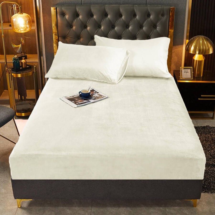 Bedlaken 200x200 winter fluweel boxspringbed hoeslaken beige wit warme badstof set linnen doek boxspringbed fleece flanel uni hoeslaken 2.00 x 2.00 cm tweepersoonsbed patroon voor hoge matras