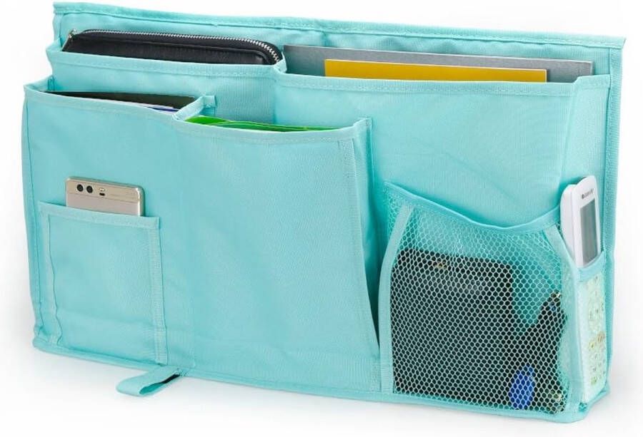 YOUSHARES Bed Organiser 8 Pockets Bedside Hanging Storage Bag with Strap for Mobile Phone Tablet Books Tissue Ideal for Bed Dorm Hospital Caddy (Green)