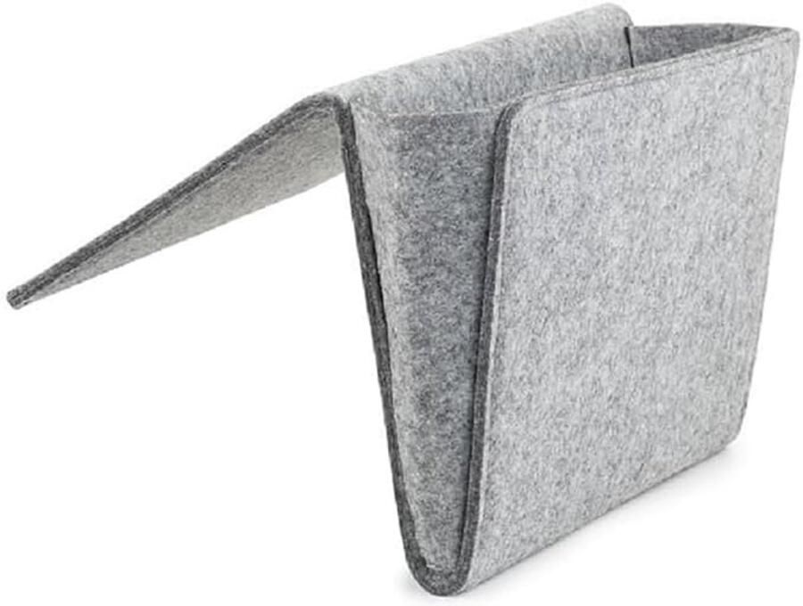 Bedorganizer Bankorganizer Hangende organizer van vilt Nachtkastjeorganizer Vilt Voor slaapkamer Slaapzaal Bank Nachtkastje 22 x 27 x 8 cm Grijs