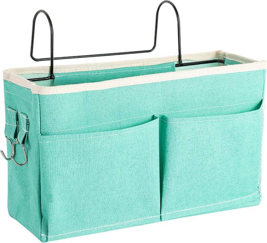 Bedorganizer bedtas met thaken hangtas hoogslaper opbergtas voor boek tijdschrift mobiele telefoon hoofdtelefoon bed opslag (fris groen)