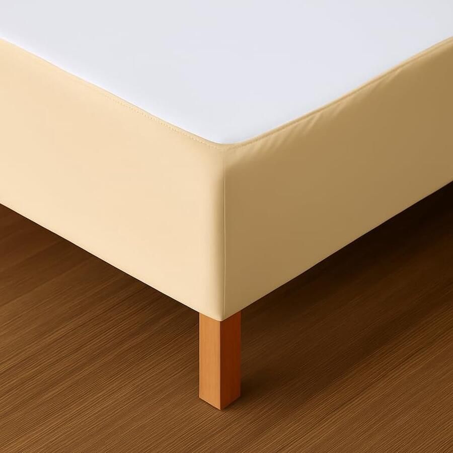 Bedrok 90 x 190 cm beige zachte rekbare stof voor lattenbodems