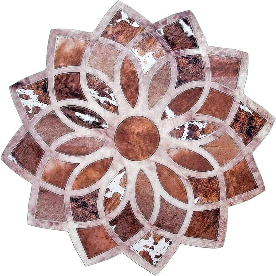 Bedrukt tapijt Round Fur 3 meerkleurig polyamide 100 x 100 cm