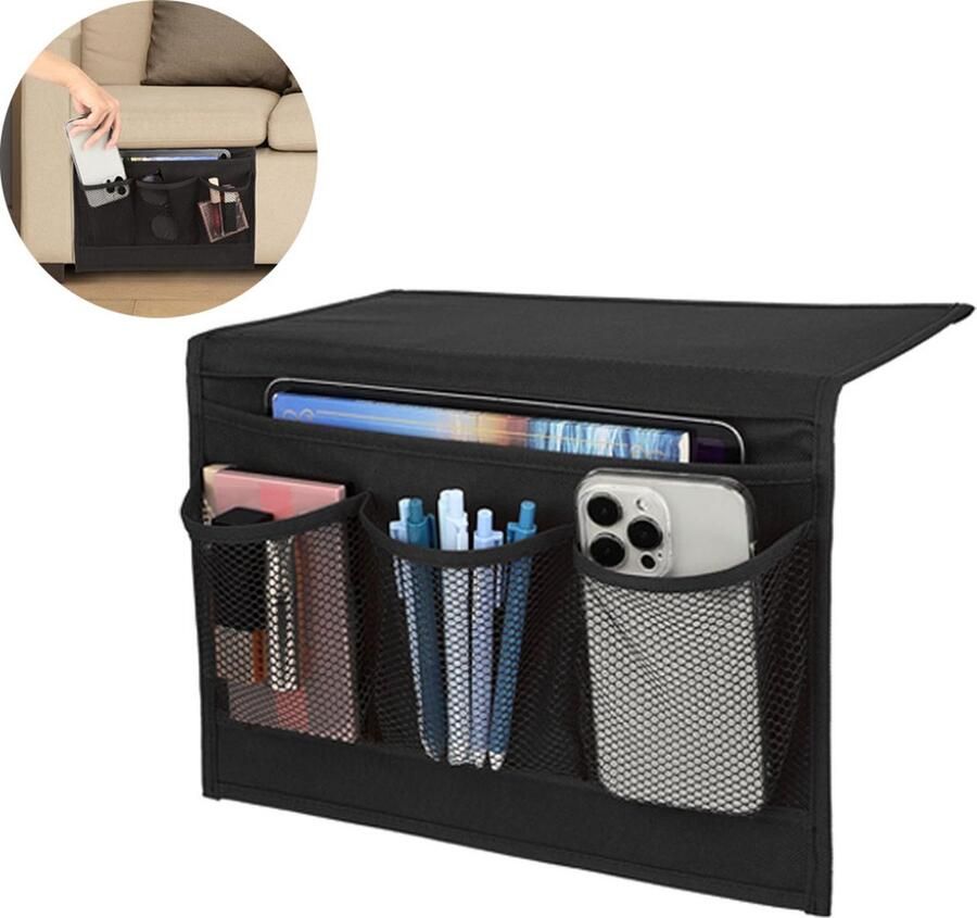 Bedside Pocket Bed Organizer Bank Organizer Opbergvak Bed Opbergzak Voor Bed Of Bank Nachtkastje Voor Ipad & Tijdschriften Magazine Opberger Opbergcase Nachtkastje Slaapkamer Accessoire Voor Bed Of Bank Zwart