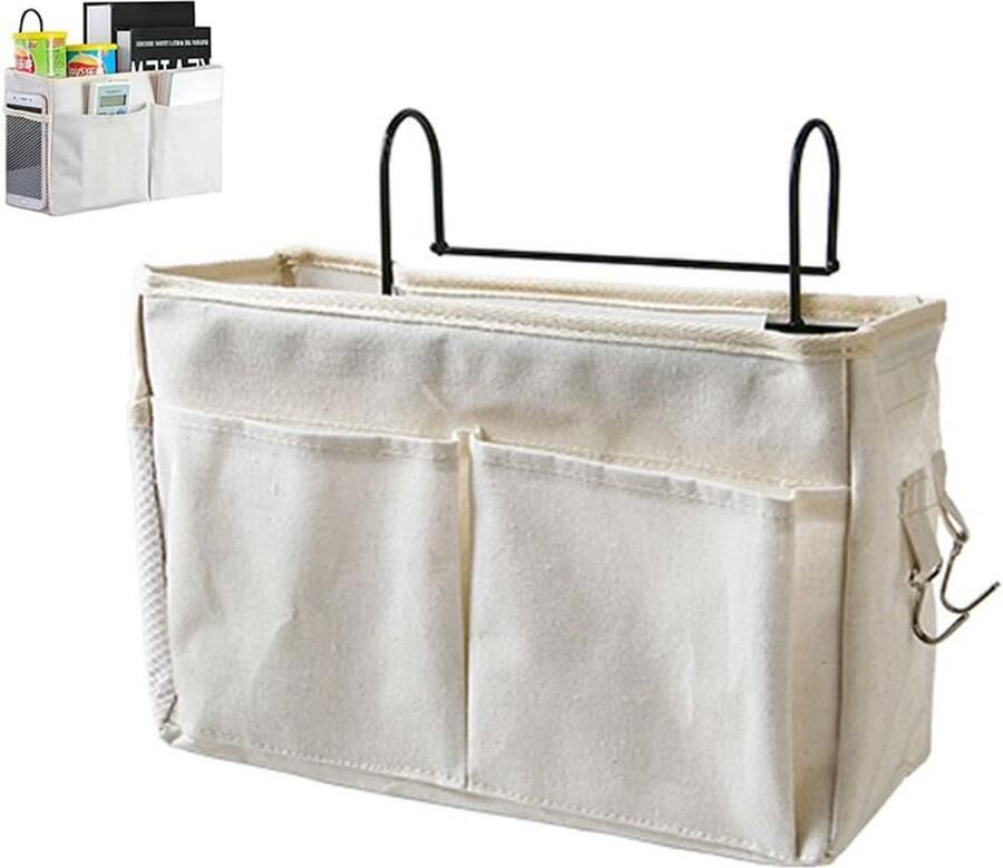 Bedside Pocket Bed Organizer Met Beugel Bed Opbergzak Katoen Opbergzak Bed Bedside Table Bedside Organizer Bedside Pocket Opbergzak Wit Voor Bed Of Bank Ophang Model Met Meerdere Vakjes En Haakjes Heel Praktisch En Duurzaam