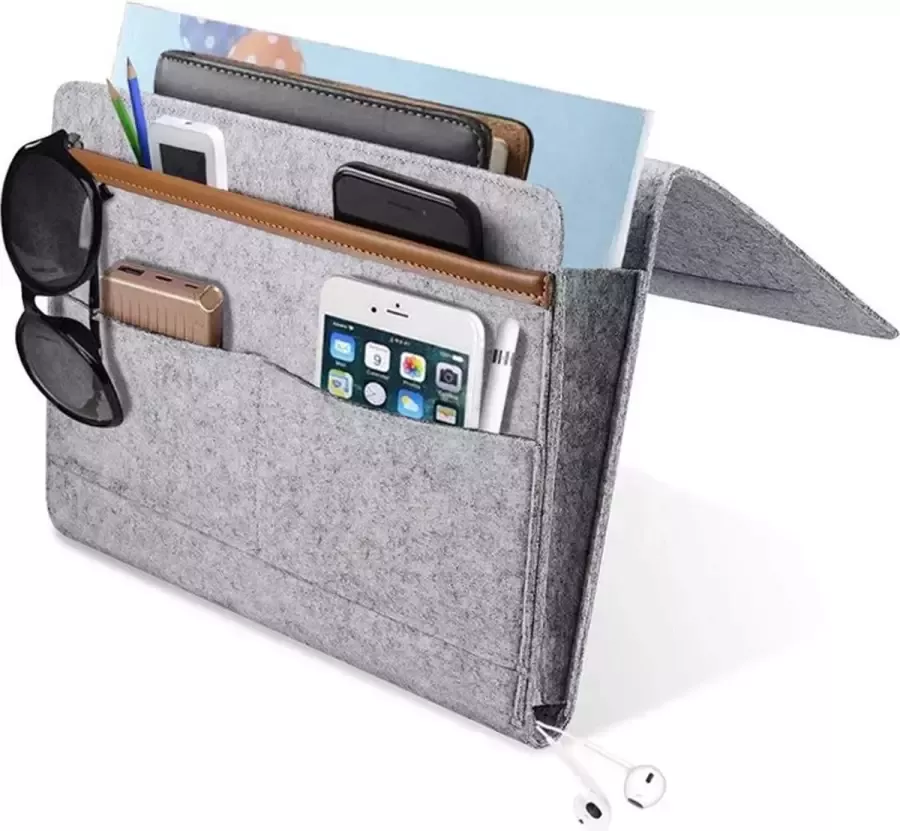 Bedside Pocket Hoogwaardige vilten opbergzak voor bed of bank – Nachtkastje voor IPad & Tijdschriften Bed Organizer – Bank Organizer – Opbergcase Magazine opberger Origineel cadeau Bedorganizer Bankorganizer Opbergvak bed