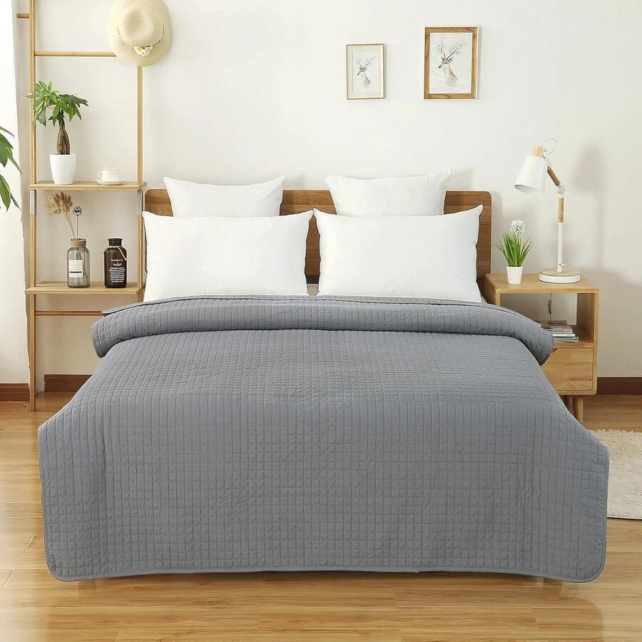 Bedsprei 240 x 260 cm Omkeerbare Patchwork Deken voor Tweepersoonsbed Ademend en Comfortabel