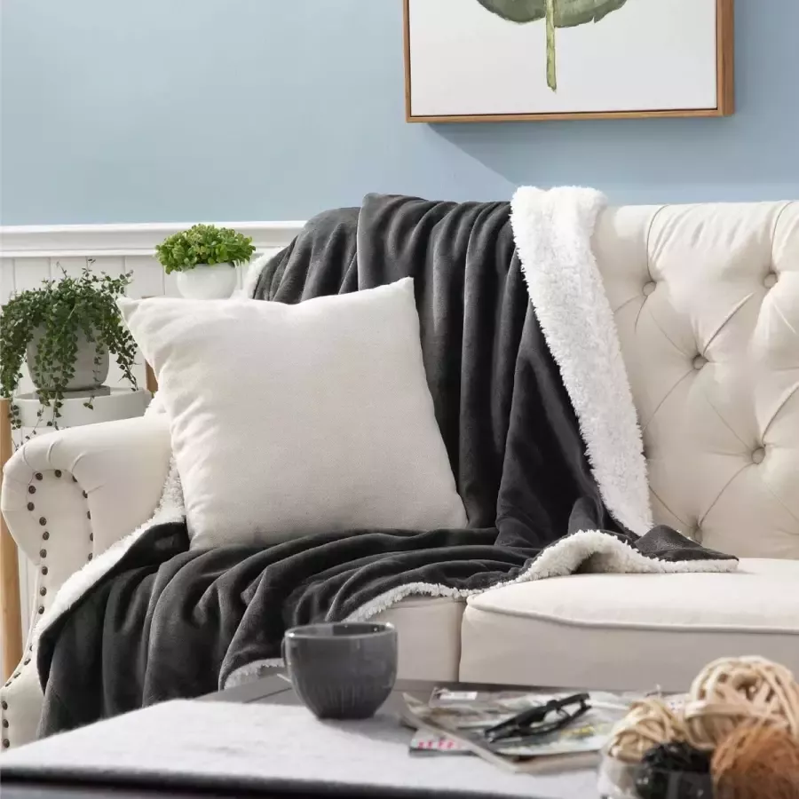 BEDSURE sherpa deken fleece microvezel voor bed en bank grijs 150x200cm super zachte donzige deken voor woonkamer en slaapkamer