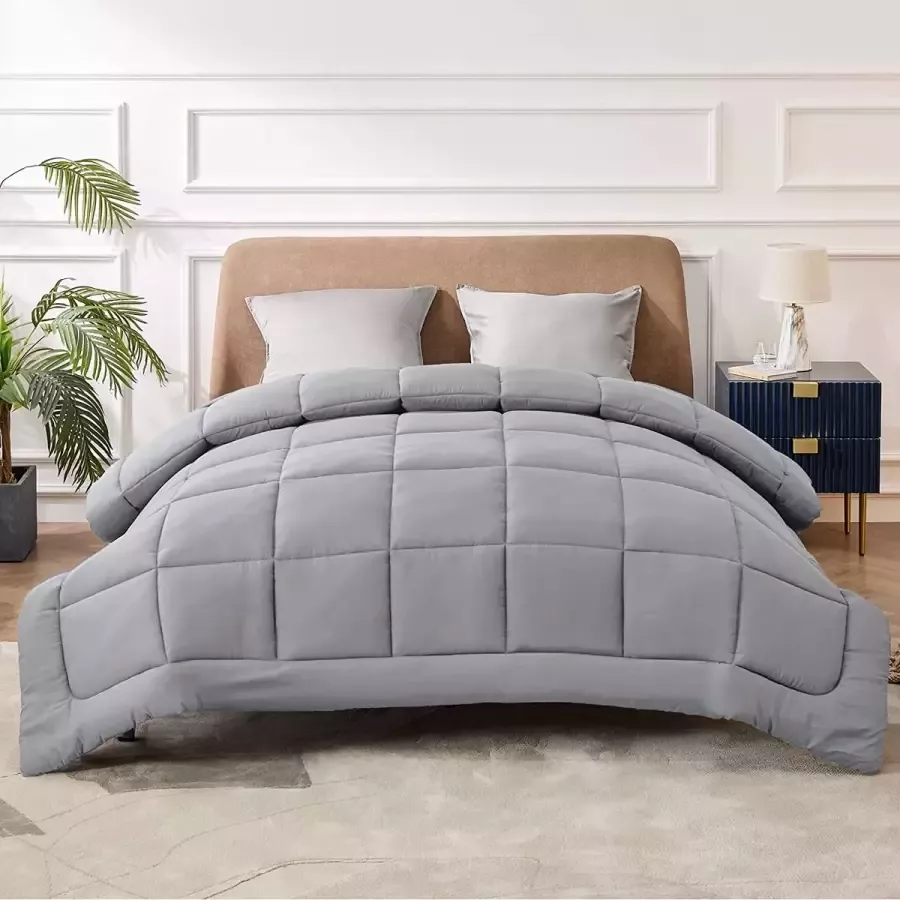 Bedsure Tweepersoonsbed 80 winterbed vulling van Nordico 135 x 200 cm 450 g m² voor kinderbed 80 x 190 zachte en warme vezel vet en grijs