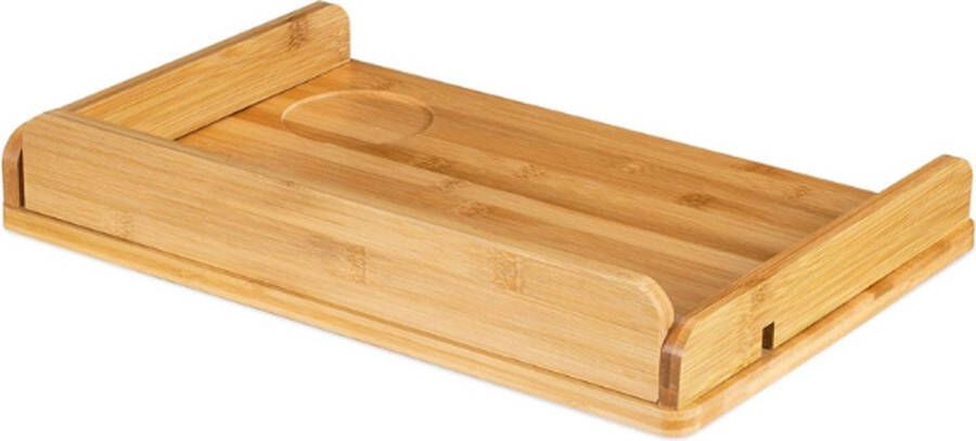 PEAM Bedtafel Bedplank Klembaar Bamboe Handig Een handig klembaar bedplankje van bamboe perfect voor het bewaren van boeken telefoon en oplader naast je bed. Geen nachtkastje nodig!