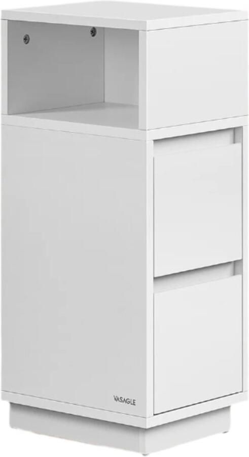 Bedtafel smal bijzettafel nachtkastje dubbele opslag wit 30 cm x 25 cm x 65 cm