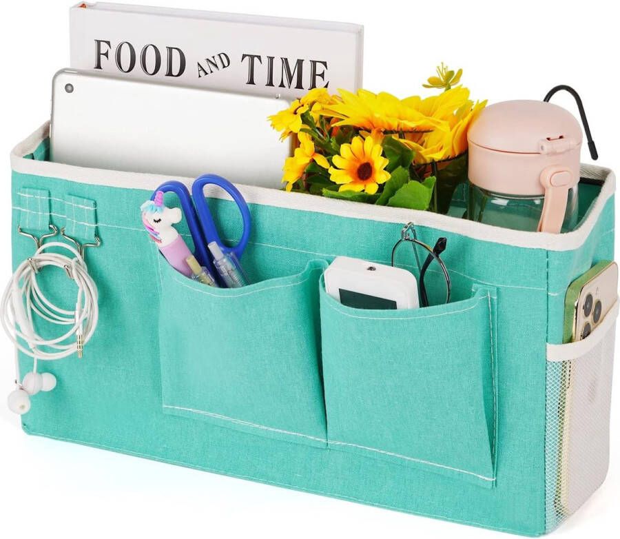 Bedtas bedorganizer hangtas hoogslaper opbergtas voor boek tijdschrift speelgoed mobiele telefoon hoofdtelefoon (groen)