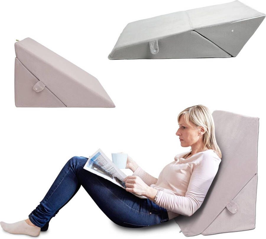 Bedwigkussen om te slapen Verstelbaar opvouwbaar ligkussen voor postoperaties zure reflux lezen in bed rug- of kniesteun Premium Memory Foam driehoekig wigkussen