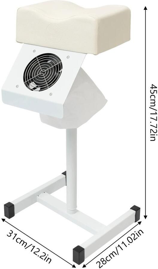 Alora V Beensteun Pedicure Kruk Met Afzuiger In hoogte verstelbaar Wit