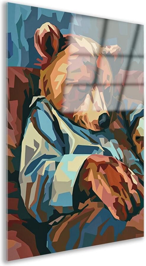 Beer glasschilderij Dier schilderijen glas Muurdecoratie Stoel Schilderijen op glas industrieel Acrylglas schilderijen Muurdecoratie slaapkamer acrylglas 50x75 cm