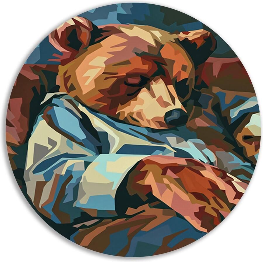 Beer wandpaneel Dier wandpaneel Stoel Vintage schilderij rond Schilderijen & posters muurcirkel aluminium 70x70 cm