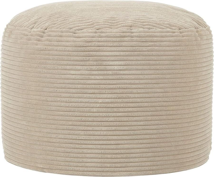 Beige Corduroy Zitzak Hocker Poef voor Ontspanning en Extra Comfort