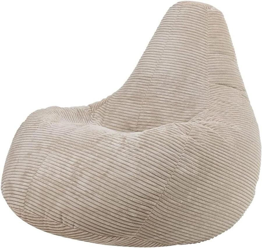 Beige Corduroy Zitzakstoel voor Volwassenen Ergonomische Fauteuil voor Slaapkamer en Woonkamer