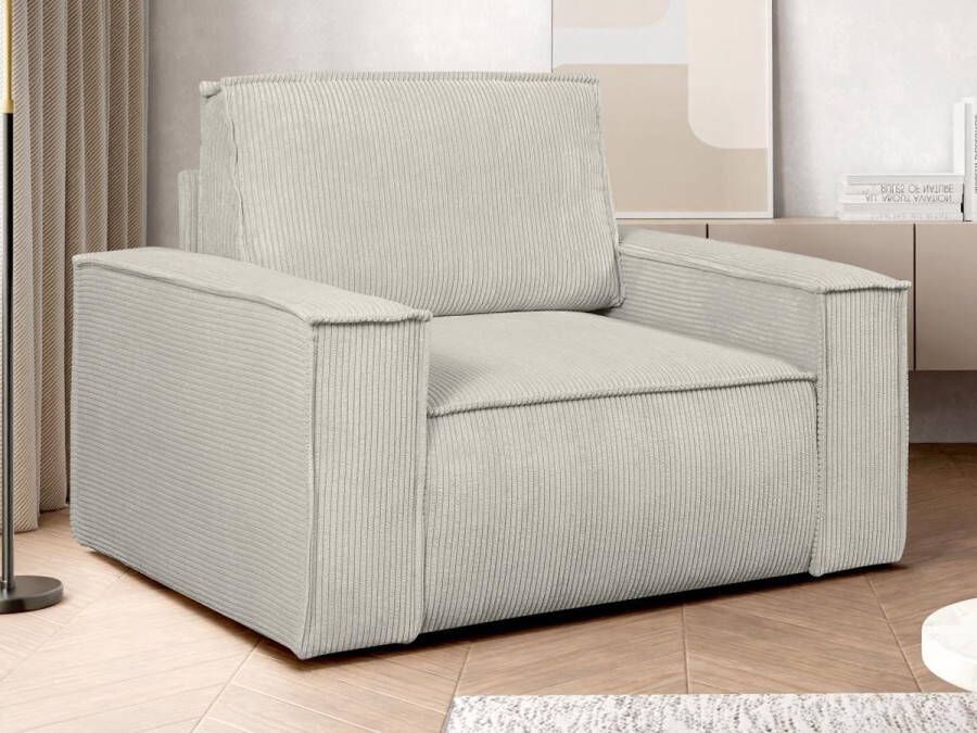 Vente-unique Beige fauteuil van ribfluweel AMELIA L 120 cm x H 85 cm x D 86 cm