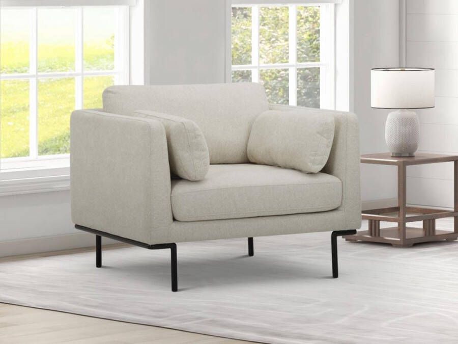 Vente-unique Beige fauteuil van stof met metalen poten ISABELLA van Maison Céphy L 96 cm x H 83 cm x D 89 cm - Foto 2