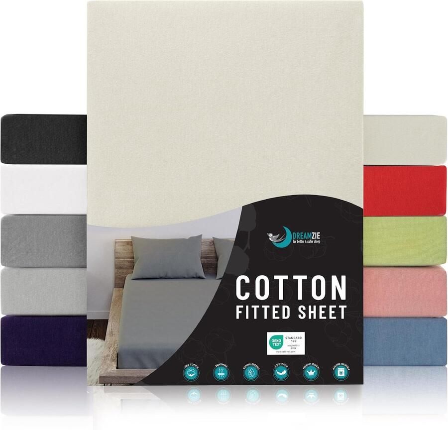 Beige Jersey Katoenen Hoeslaken voor Matrassen 80 x 160 cm Ademend en Geen Chemische Stoffen