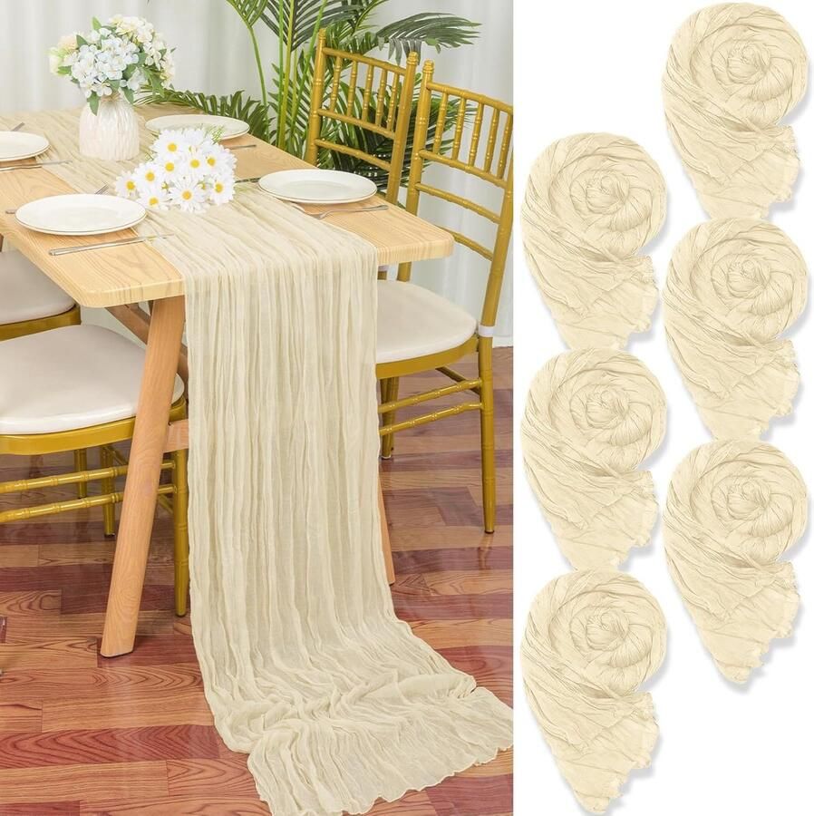 Beige Katoenen Tafellopers Set van 2 120 Inch Lichtbruin Kaasdoek