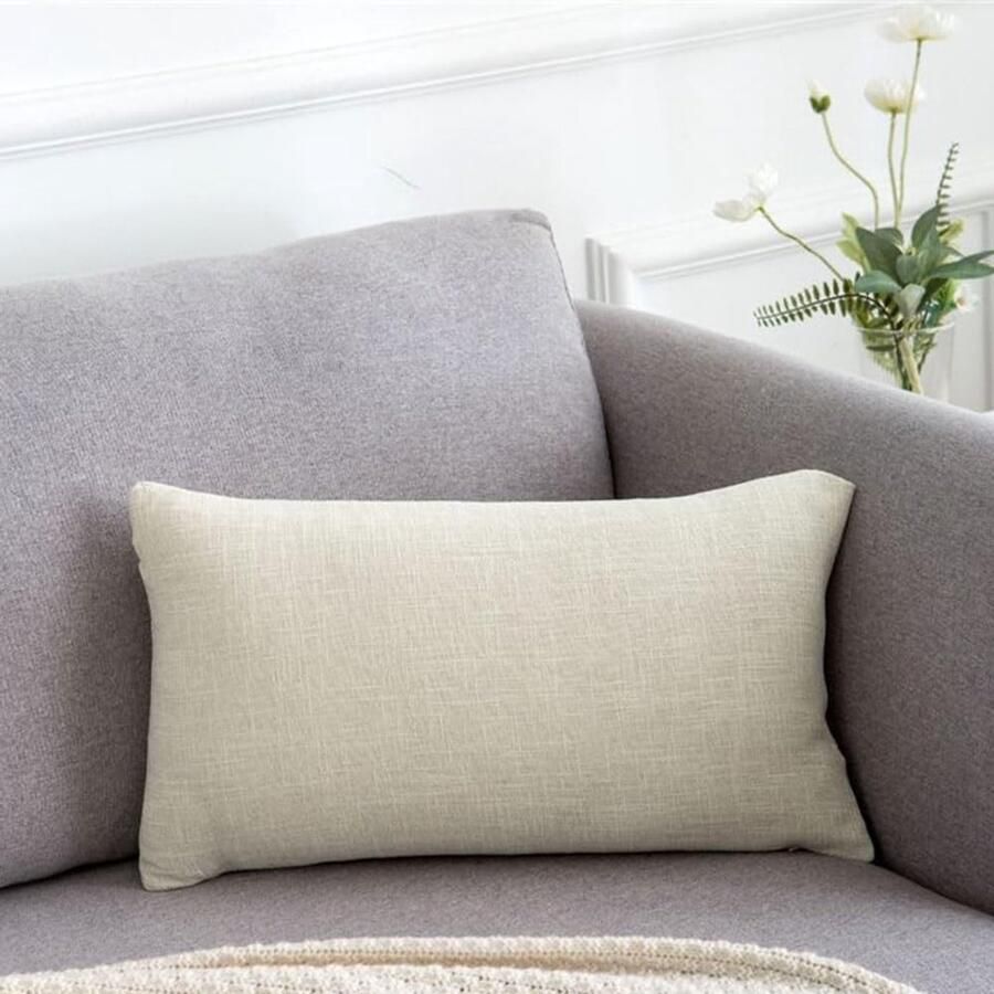 Furnibella -Beige Kussensloop 50x70 cm – Sierkussenhoes met Ritssluiting – Voor Bank Sofa of Slaapkamer – Decoratief & Comfortabel