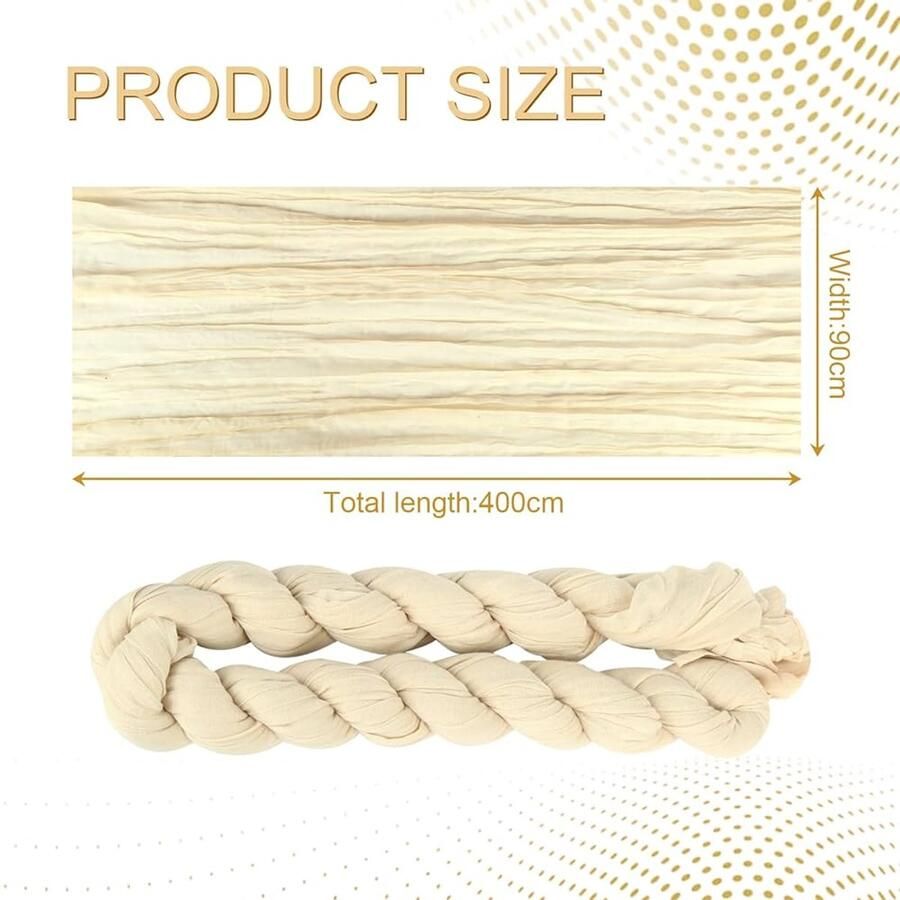 Beige Mousseline Tafelloper Set van 2 90 x 400 cm Rustiek Boho