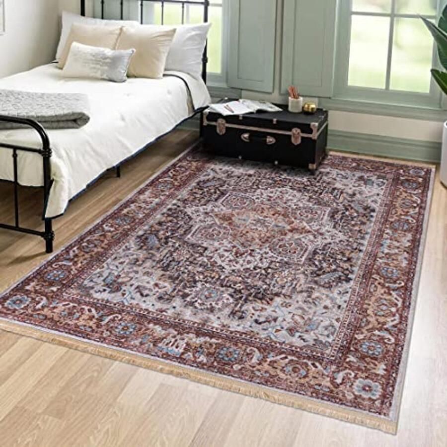 Beige Oosters Vintage Tapijt voor Woonkamer Elegant Crème 200 x 300 cm