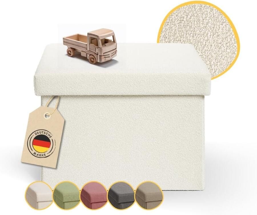 Beige Opbergbank met Opbergruimte Zitkubus en Poef 41x31 cm