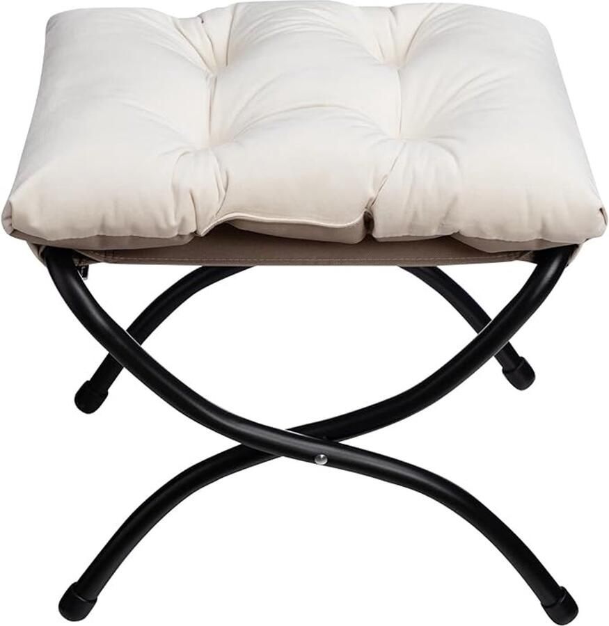 Beige opvouwbare voetenbank Metalen poten & stoffen zitvlak 47x36x36 cm