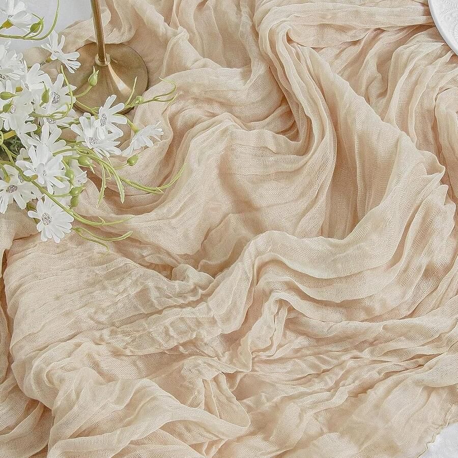 Beige Tafelloper Duurzaam en Veelzijdig 1 stuk 100% Canvas 90 x 300 cm