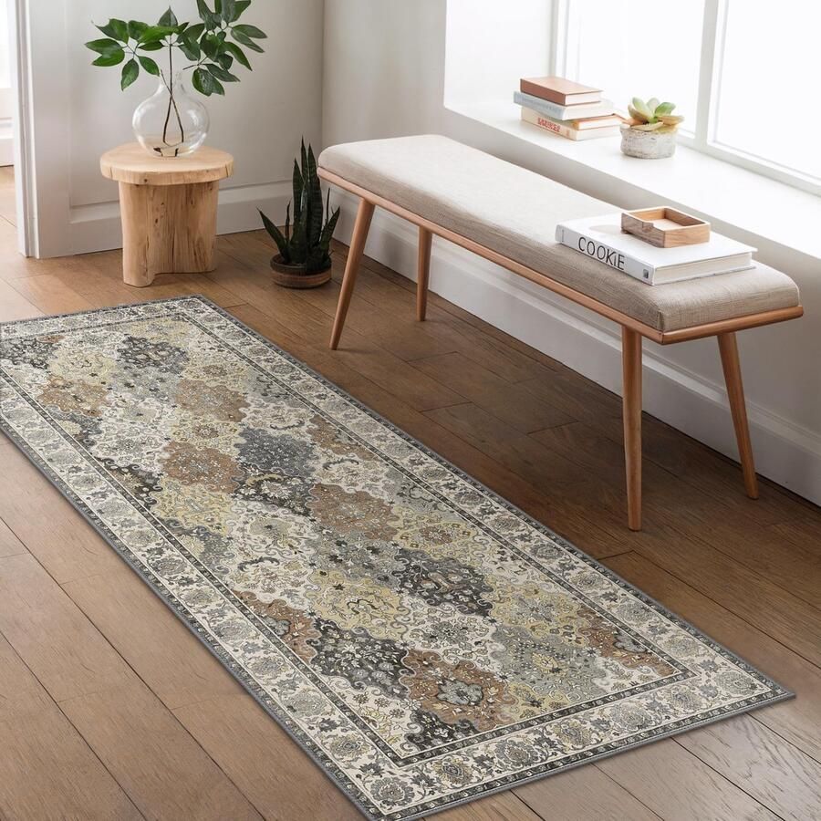 BEIMO wasbaar antislip loperkleed 60x180 cm vintage boho-design lichtgewicht en kleurvast loperkleed duurzaam voor gangen trappen entrees en drukbezochte ruimtes