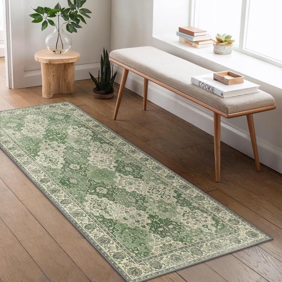 BEIMO Wasbaar antislip loperkleed 60x180 cm vintage boho-design lichtgewicht en kleurvast loperkleed duurzaam voor gangen trappen entrees en drukbezochte ruimtes