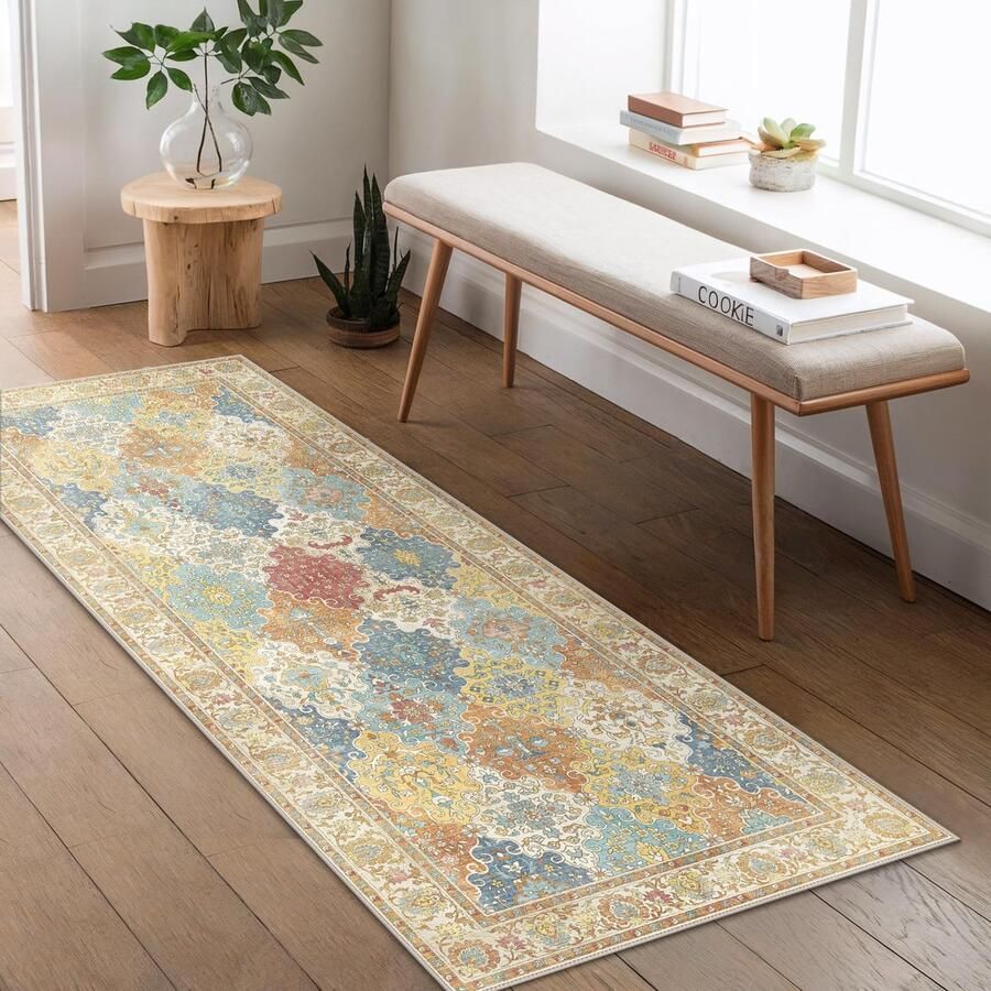 BEIMO Wasbaar antislip loperkleed 60x180 cm vintage boho-design lichtgewicht en kleurvast loperkleed duurzaam voor gangen trappen entrees en drukbezochte ruimtes