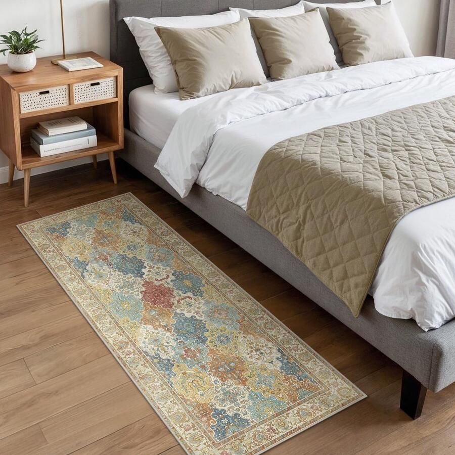 BEIMO wasbaar antislip vloerkleed 60x150 cm vintage boho-stijl lichtgewicht en kleurvaste mat duurzame vloerloper voor gangen entrees en drukbezochte ruimtes