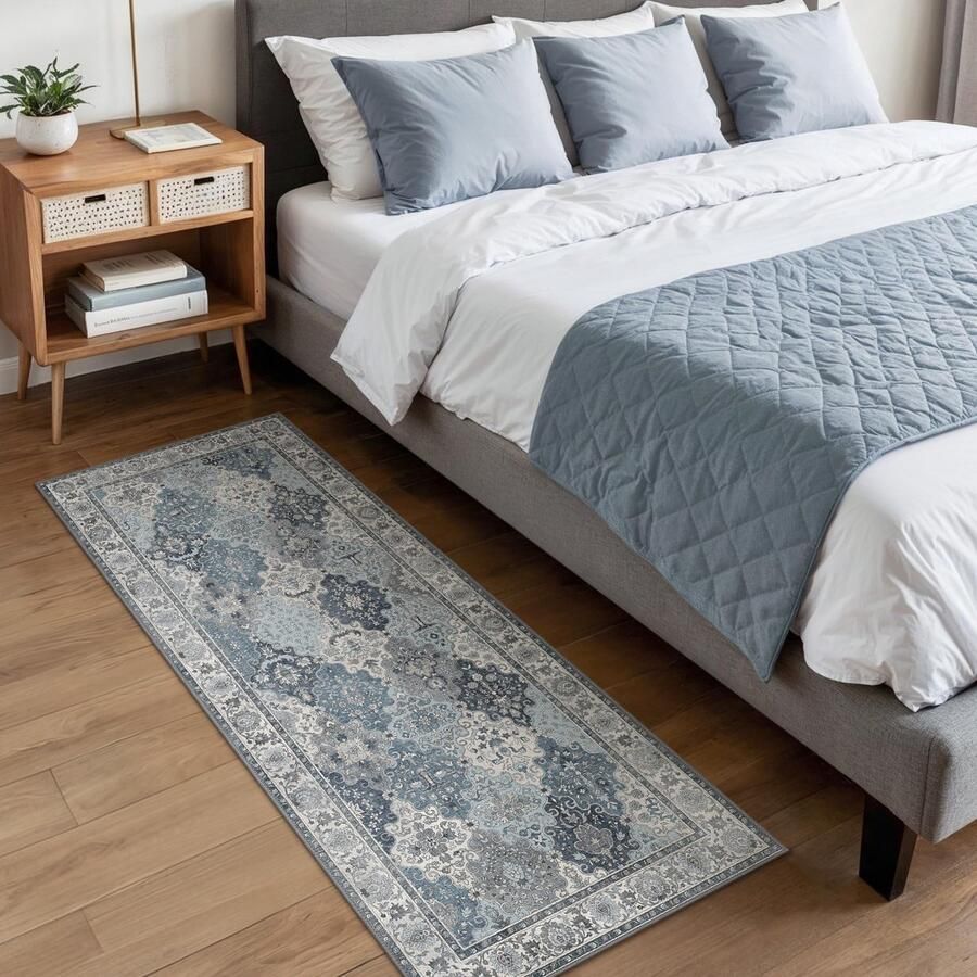 BEIMO wasbaar antislip loperkleed 80x200 cm vintage loper in flora-stijl lichtgewicht kleurvast en duurzaam loper voor gang trap en entree