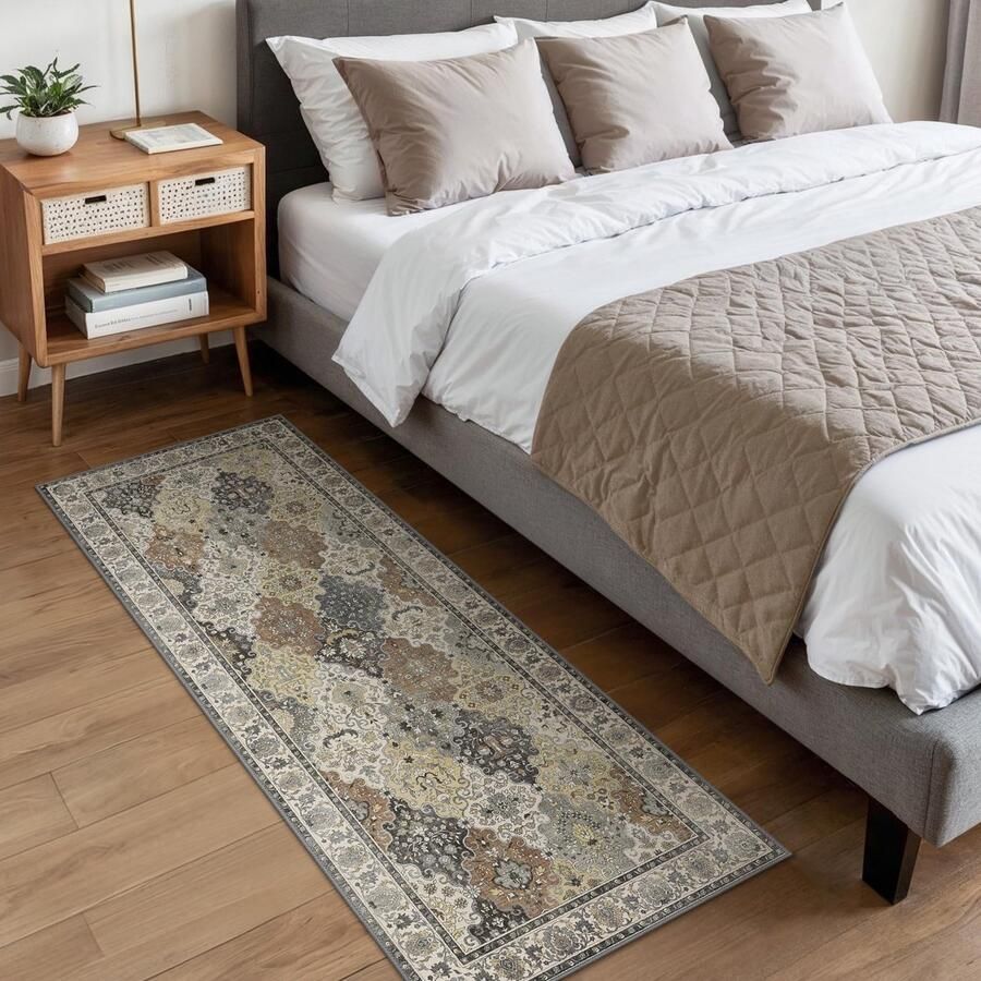 BEIMO wasbaar antislip vloerkleed 60x150 cm vintage boho-stijl lichtgewicht en kleurvaste mat duurzame vloerloper voor gangen entrees en drukbezochte ruimtes