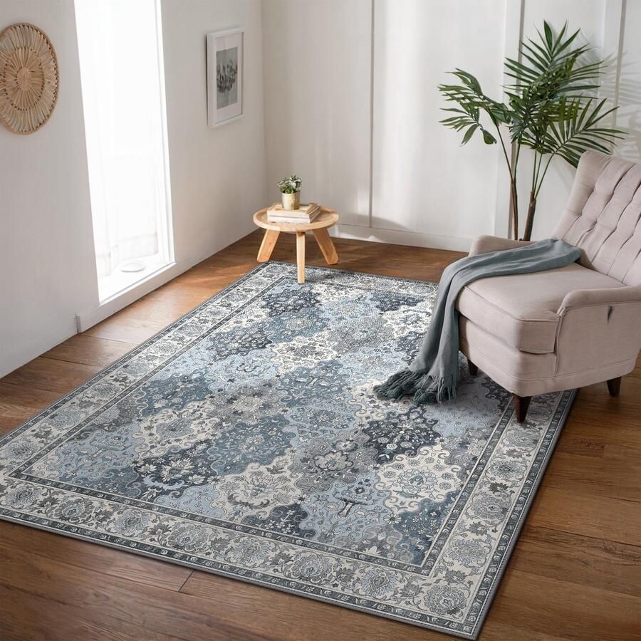 BEIMO wasbaar antislip vloerkleed 120x170 cm vintage boho-stijl lichtgewicht en kleurvaste mat duurzaam voor gangen entrees woonkamers en drukbezochte ruimtes