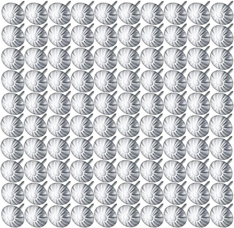 Bekledingstaken nagels 100 stuks 7 16 inch kopdiameter antiek messing madeliefje meubelnagels voor bank stoel bed antiek ambachten decoratief schilderij (zilver)
