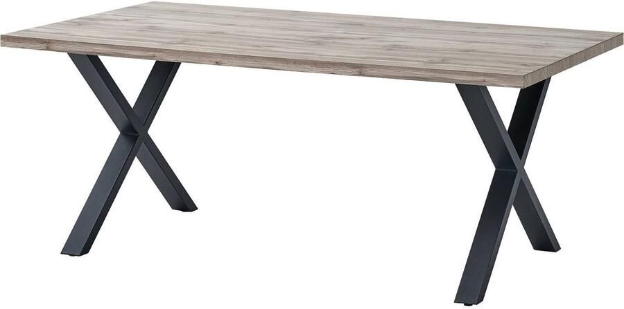 Belfurn Eetkamertafel Elena 190 cm – Canada eik decor met zwarte kruispoten