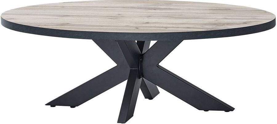 Belfurn Ovale salontafel Elena 130 cm – Canada eik decor met zwarte spinpoot