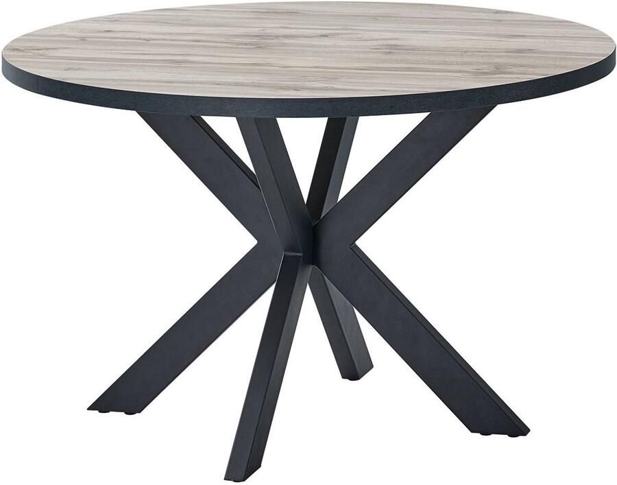 Belfurn Ronde eetkamertafel Elena 120 cm – Canada eik decor met zwarte spinpoot