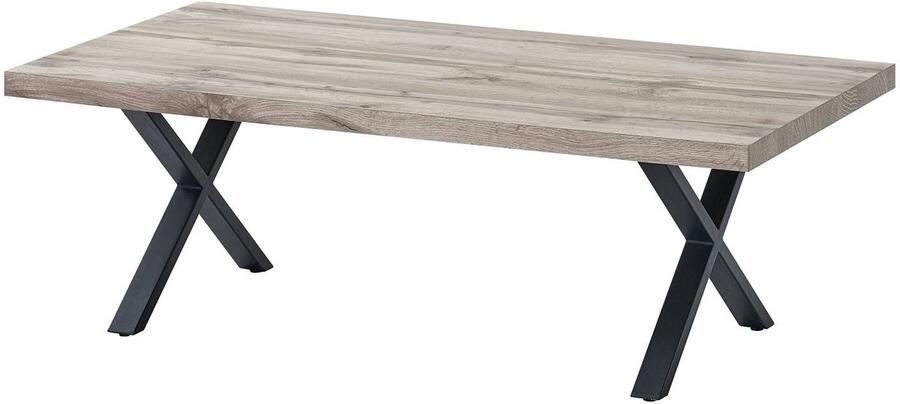 Belfurn Salontafel Elena 130 cm – Canada eik decor met zwarte kruispoten