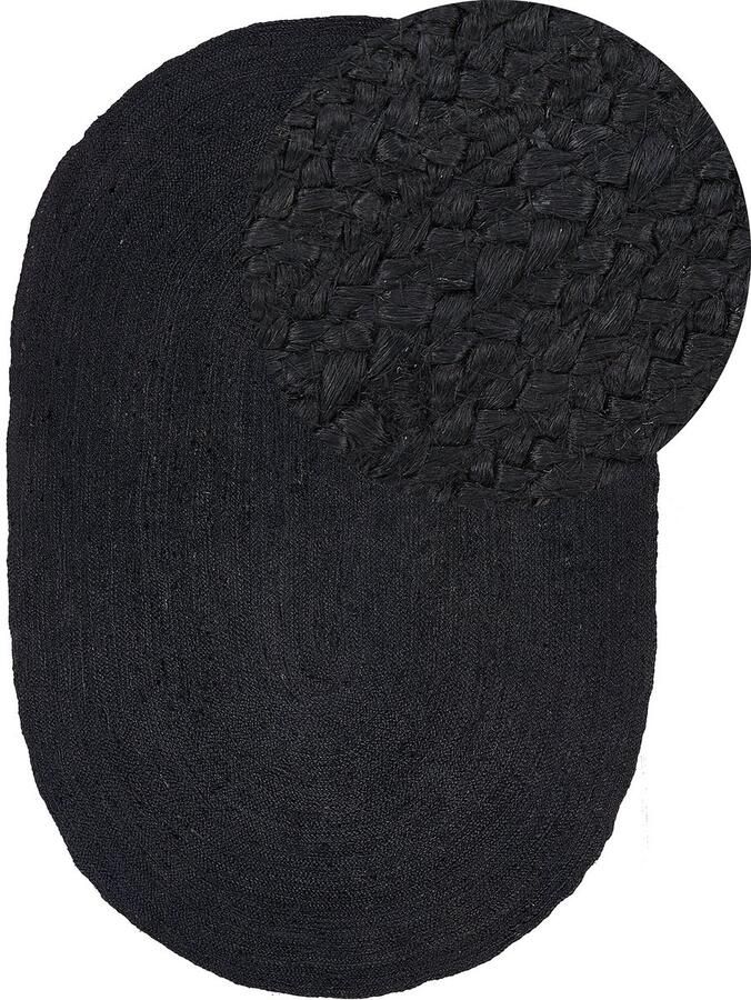 BELIANI DEMIRCI Laagpolig vloerkleed Zwart 160 x 230 cm Jute