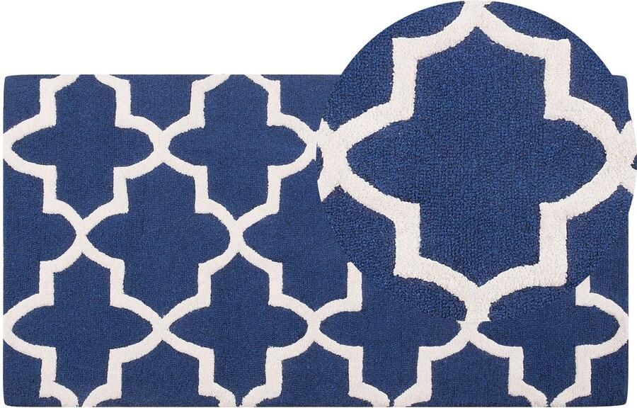 BELIANI SILVAN Laagpolig vloerkleed Marineblauw 80 x 150 cm Wol - Foto 2