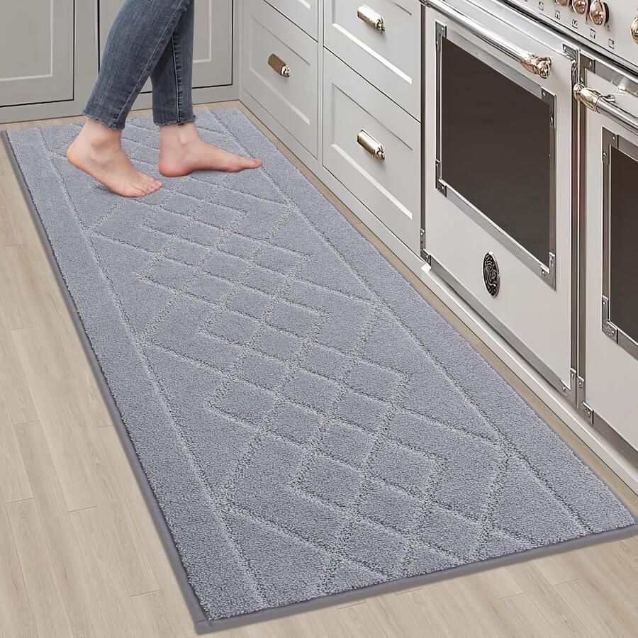 BEQHAUSE keukenloper antislip tapijtloper afwasbaar en absorberend tapijt keuken met TPR antislip achterkant voor eetkamer keuken loper gang 50x150cm grijs