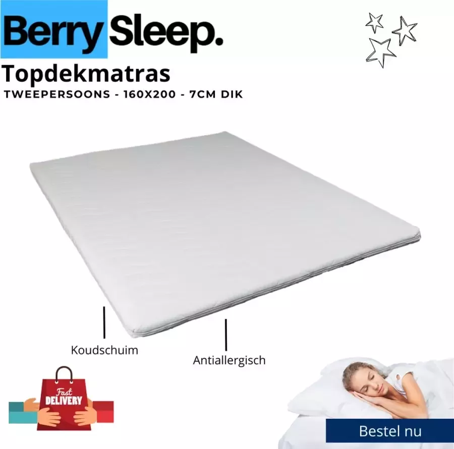 Berry-Sleep Hotel Deluxe Topper 160x200 Topdekmatras Koudschuim Tencel 7 cm dik