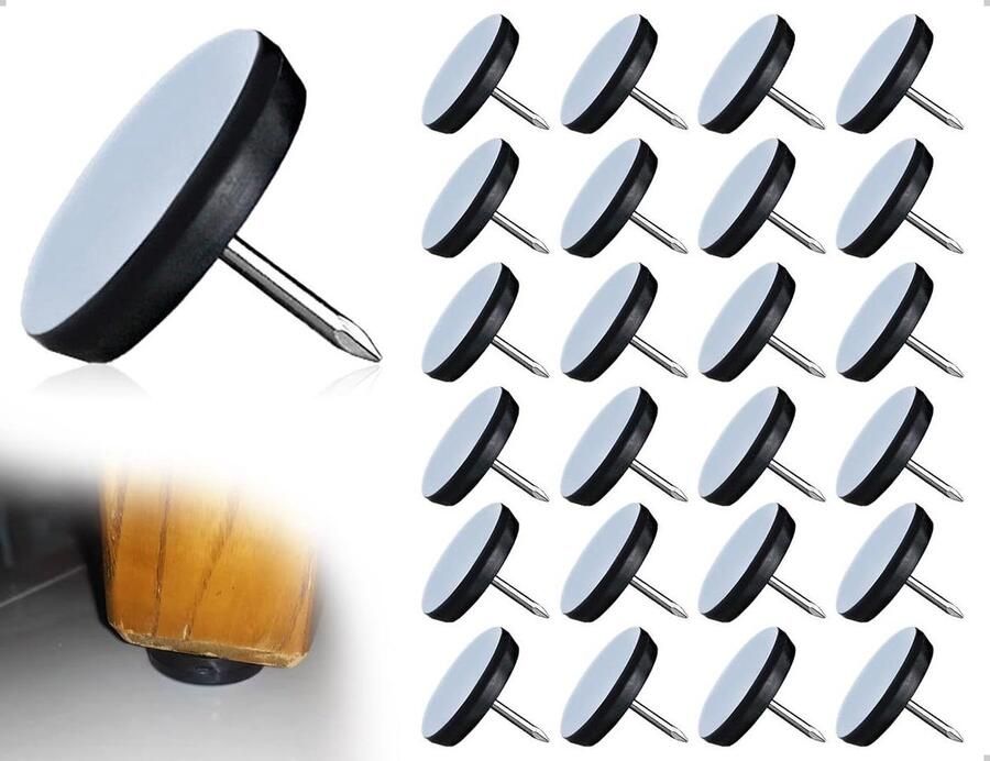 Allecto Plus Meubelglijders 24 stuks teflon glijders met spijkers effectieve bescherming blauw 19 mm. Beschermt je meubels en vloeren