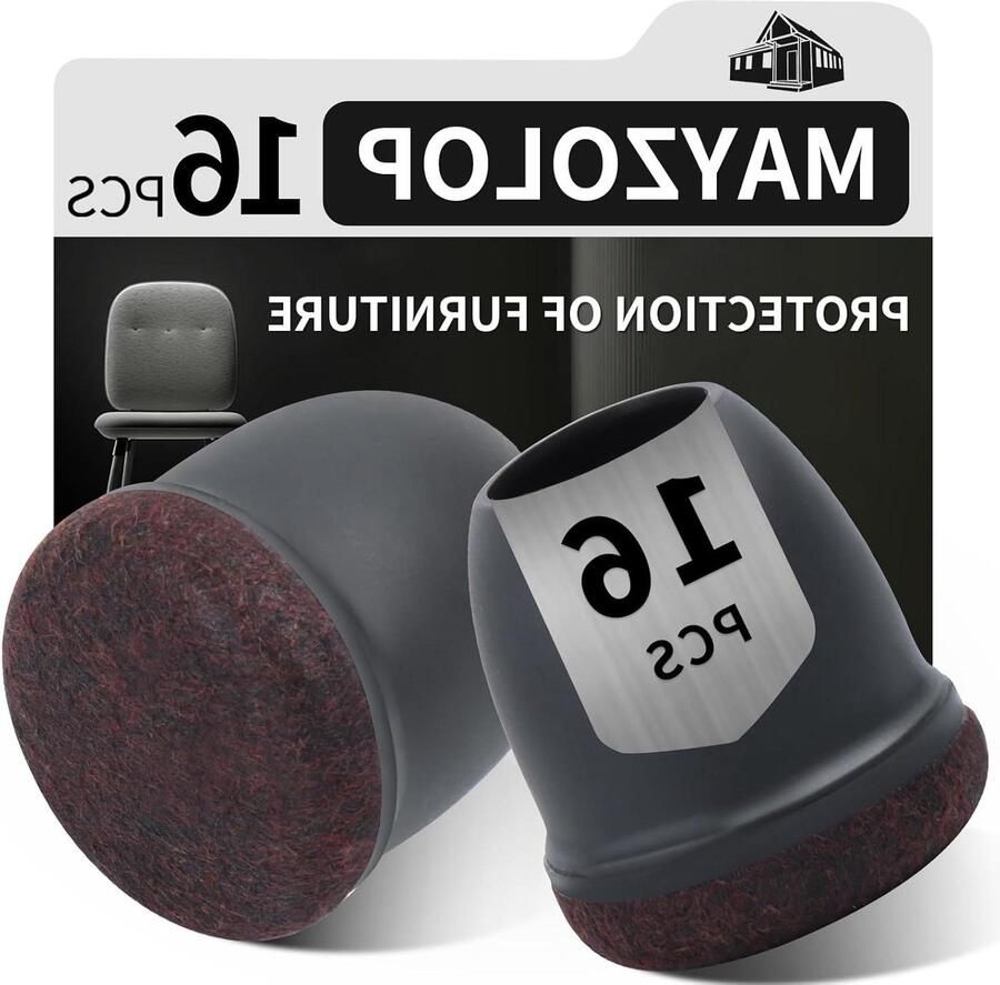 Beschermdoppen voor stoelpoten met vilt Rubberen stoelpootdoppen Viltkussenmat Hardhouten vloeren Rond Zwart Diameter 14-19 mm 16 stuks stoelpootbeschermers